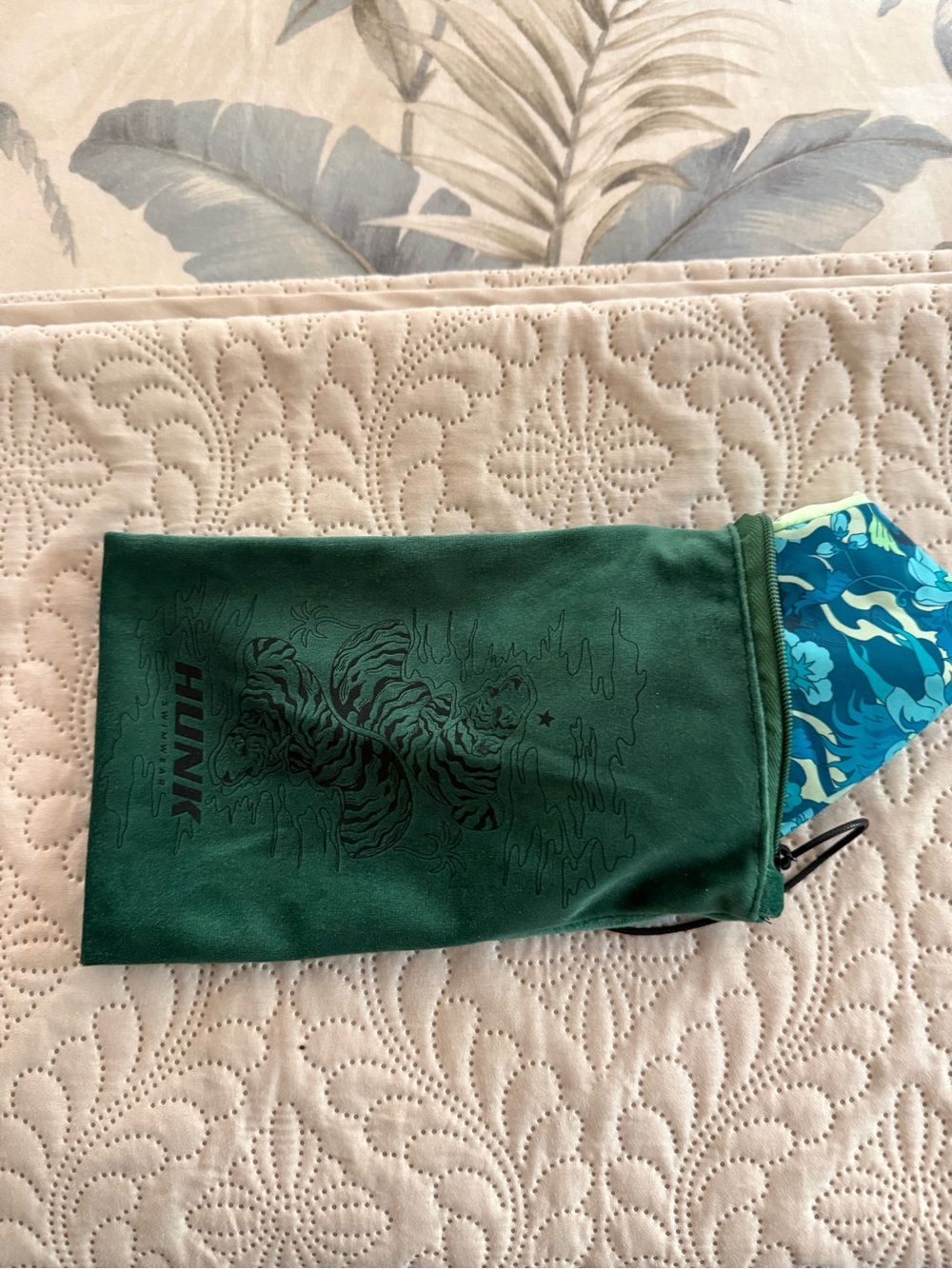 Hunk Menswear reversible green and Teal Floral Swim thong- medium - Picture 8 of 8